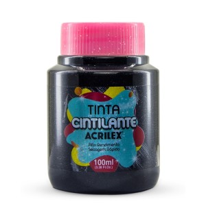 Tinta Cintilante 100ml - Preto 520 Acrilex