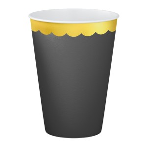 Copos de Papel 250ml - Metálico Luxo Preto c/8 Make+