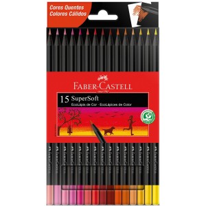 Lápis de Cor 15 Cores Supersoft Cores Quentes Faber Castell