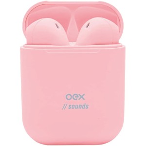 Fone de Ouvido Bluetooth Candy Branco Rosa Claro TWS-11 OEX