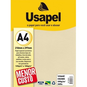 Papel Vergê Creme A4 180g 50fls Usapel