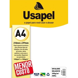 Papel Opaline Branco A4 180g 50fls Usapel