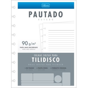 Refil para Caderno Tilidisco Colegial Pautado 80fls Tilibra