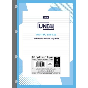 Refil para Fichário Branco Uni-4 80fls Foroni