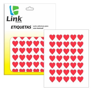 Etiqueta Adesiva Coração 15mm - Vermelho c/210 Link