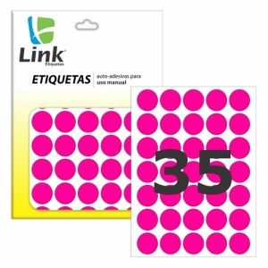 Etiqueta Adesiva Redonda 19mm - Rosa Fluorescente c/210 Link