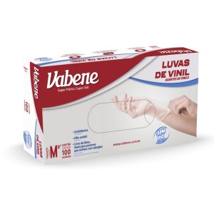 Luva de Vinil M Branca Sem Pó c/100 Vabene