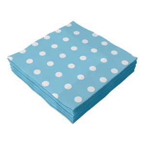 Guardanapo 33cm x 33cm - Bolinhas Azul e Branco c/20 Make+