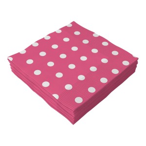 Guardanapo 33cm x 33cm - Bolinhas Pink e Branco c/20 Make+
