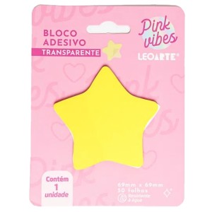 Bloco Adesivo Transparente 72mm x 72mm - Estrela Amarela 50 Folhas Leoarte