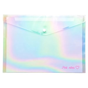 Malote A4 com Botão - Pink Vibes Holográfica 81005 Leoarte