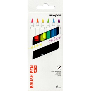 Brush Pen 6 Cores Neon Color NewPen