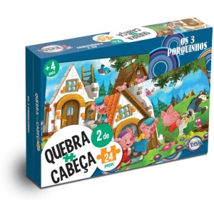 Quebra-Cabeça - Os Três Porquinhos 24 Peças 12154 Toia Brinquedos