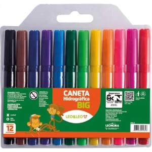 Canetinha Hidrográfica 12 Cores Jumbo Leo e Leo