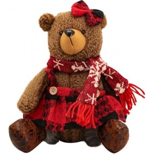 Mamãe Ursa Natalina de Pelúcia Sentada 24x25cm 23906 Magizi