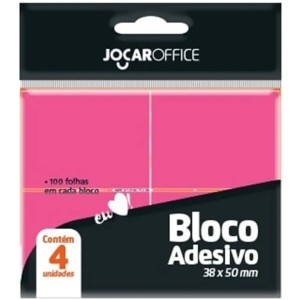 Bloco Adesivo 38mm x 50mm - Rosa 100 Folhas Jocar Office
