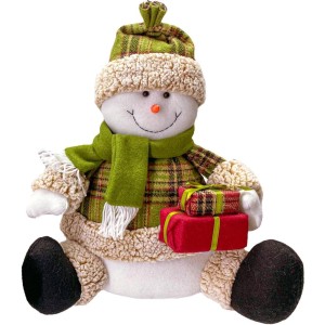 Boneco de Neve Natalino Sentado Saco de Presente Scotch 36cm 25470 Magizi