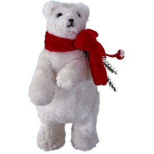Urso Polar Natalino Decorado LED Branco 20cm 25215 Magizi