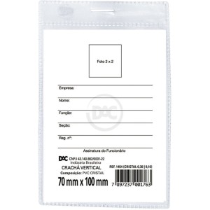 Plástico Protetor para Crachá Vertical c/50 1454 DAC
