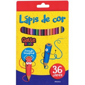 Lápis de Cor 36 Cores Hexagonal Gatte