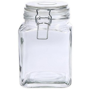 Pote de Vidro Quadrado 1100ml - Sofistic com Trava e Tampa de Ferro Le Bianco