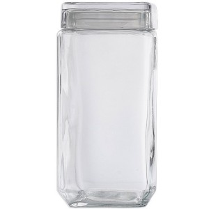 Pote de Vidro Quadrado 2160ml - Style com Tampa de Vidro Le Bianco