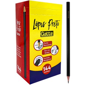 Lápis Preto N2 Sextavado c/144 Gatte