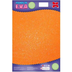 Placa de EVA com Glitter 40x60cm - Laranja Neon c/5