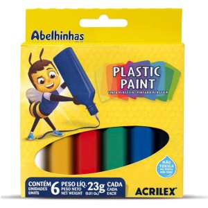 Tinta Plástica 6 Cores Plastic Paint Acrilex