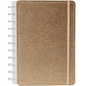 Caderno de Disco Grande Shine Dourado Diskô