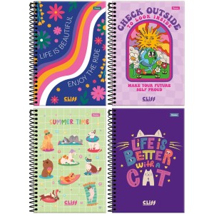 Caderno 1/4 Cliff Feminino Espiral 80fls Foroni