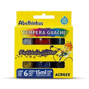 Tempera Guache 6 Cores Fantasia Glitter Acrilex