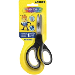 Tesoura Escolar Bicolor - Preta e Cinza 13cm Acrilex