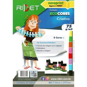 Bloco Ecocores A4 Criativo 8 Cores 75g 32fls Ridet