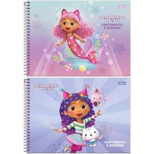 Caderno de Cartografia A Casa Mágica da Gabby 80 Folhas Foroni