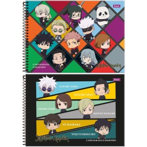Caderno de Cartografia Jujutsu Kaisen 80 Folhas Foroni
