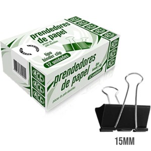 Prendedor de Papel 15mm Preto c/12 ACC