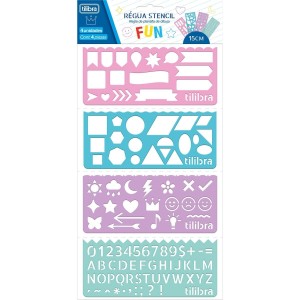 Régua Stencil Fun 15cm - Com 4 Unidades Tilibra