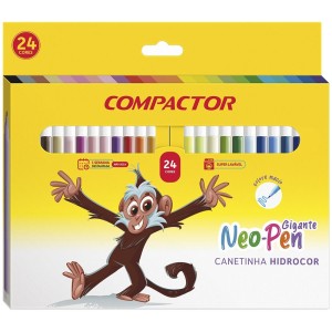 Canetinha Hidrográfica 24 Cores Neo-Pen Gigante Compactor