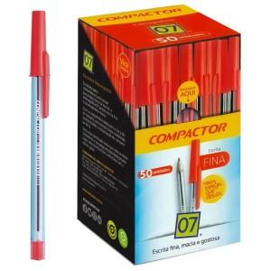 Caneta Esferográfica 0.8mm 07 Vermelha c/50 Compactor