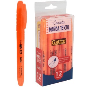 Marca Texto Laranja Fluorescente c/12 Gatte