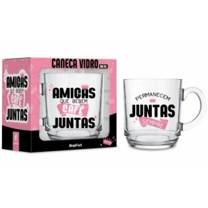 Caneca de Vidro Elegance 300ml - Amigas Que Bebem Juntas Brasfoot