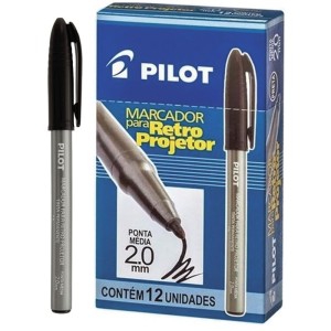 Caneta Retroprojetor 2.0mm - Preta c/12 Pilot