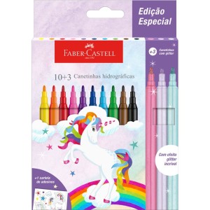 Canetinha Hidrográfica 13 Cores Unicórnio Faber Castell