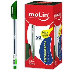 Caneta Esferográfica 1.0mm A-One Verde c/50 Molin